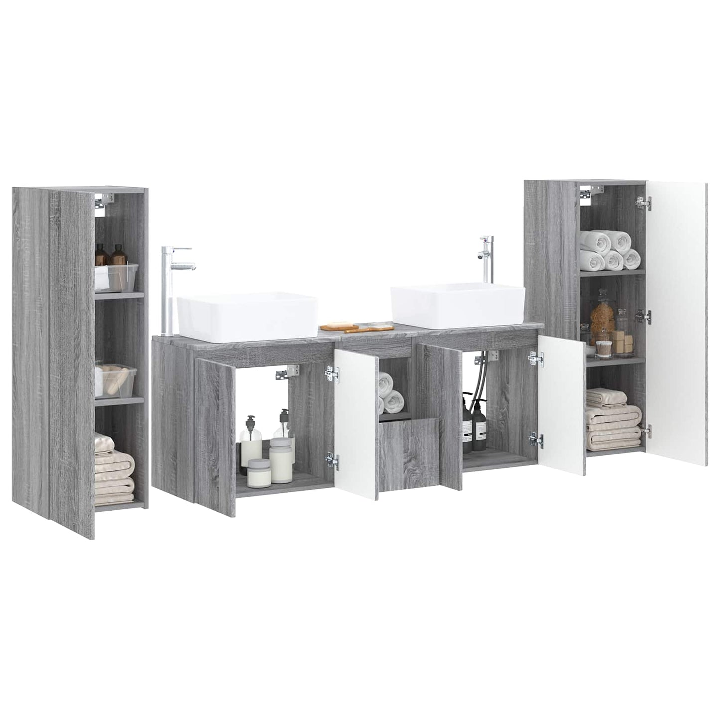 Bathroom Furniture Set 5 pcs Grey Sonoma 33 x 34.5 x 100 cm