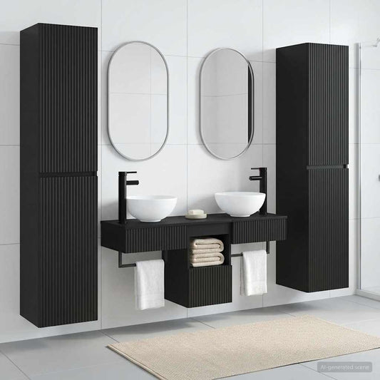 Bathroom Furniture Set 5 pcs Black 33 x 34.5 x 160 cm