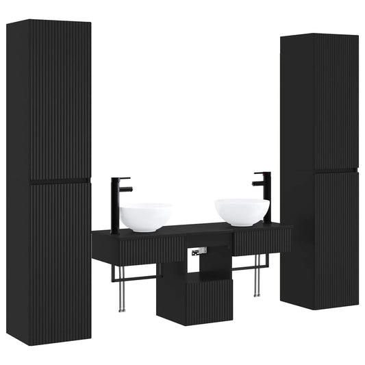 Bathroom Furniture Set 5 pcs Black 33 x 34.5 x 160 cm
