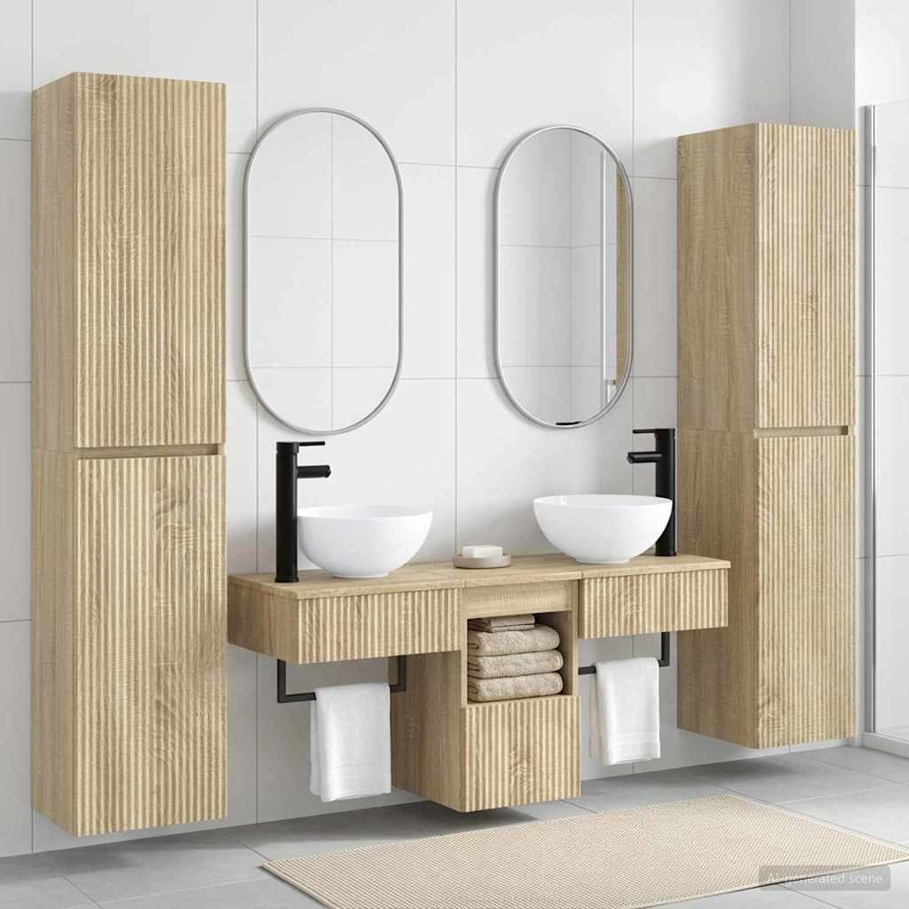 Bathroom Furniture Set 5 pcs Sonoma Oak 33 x 34.5 x 160 cm