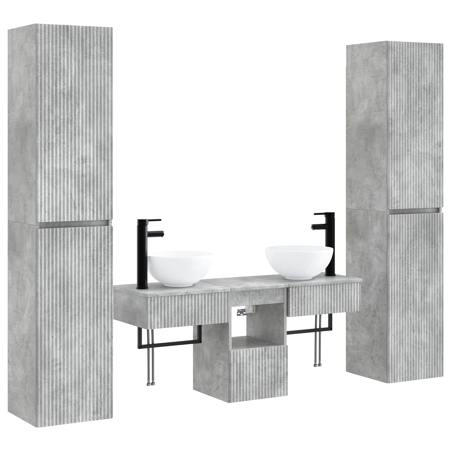 Bathroom Furniture Set 5 pcs Concrete Grey 33 x 34.5 x 160 cm