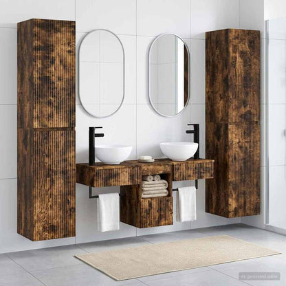 Bathroom Furniture Set 5 pcs Smoked Oak 33 x 34.5 x 160 cm