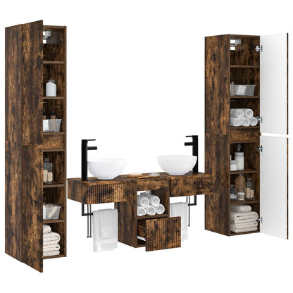 Bathroom Furniture Set 5 pcs Smoked Oak 33 x 34.5 x 160 cm