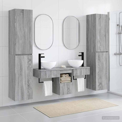 Bathroom Furniture Set 5 pcs Grey Sonoma 33 x 34.5 x 160 cm