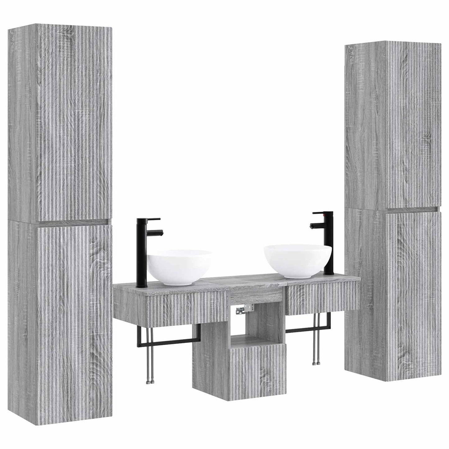 Bathroom Furniture Set 5 pcs Grey Sonoma 33 x 34.5 x 160 cm