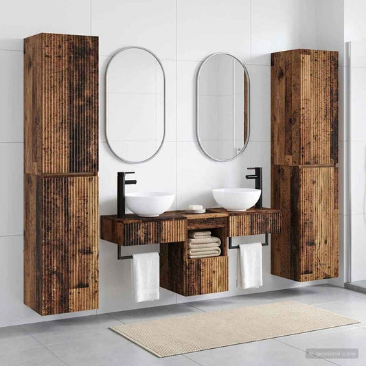 Bathroom Furniture Set 5 pcs Old Wood 33 x 34.5 x 160 cm