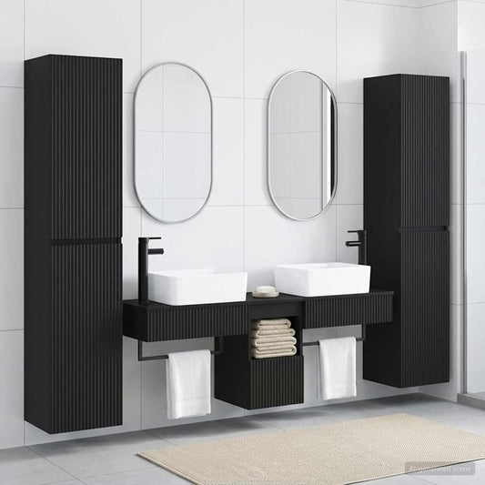 Bathroom Furniture Set 5 pcs Black 33 x 34.5 x 160 cm