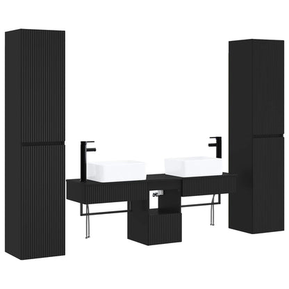 Bathroom Furniture Set 5 pcs Black 33 x 34.5 x 160 cm