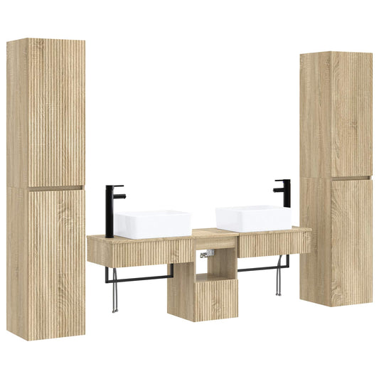 Bathroom Furniture Set 5 pcs Sonoma Oak 33 x 34.5 x 160 cm