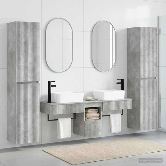 Bathroom Furniture Set 5 pcs Concrete Grey 33 x 34.5 x 160 cm