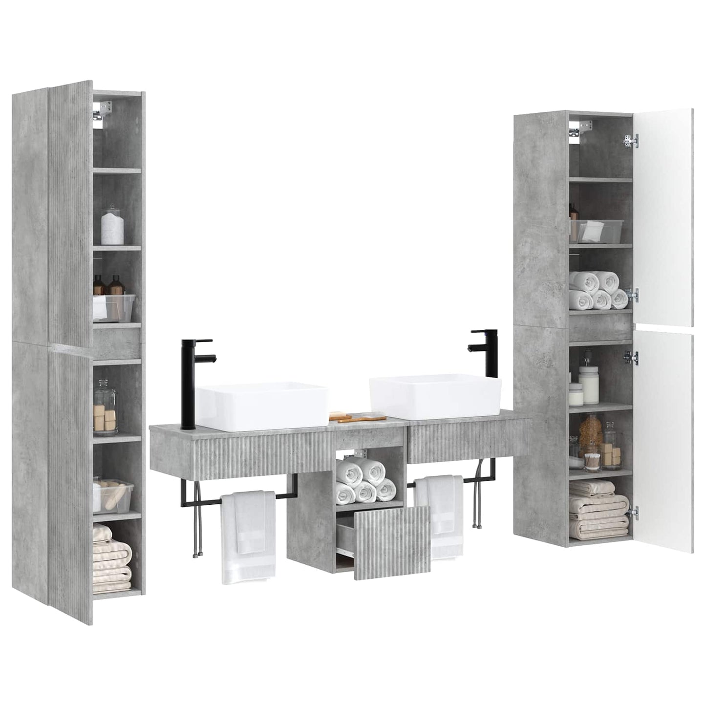 Bathroom Furniture Set 5 pcs Concrete Grey 33 x 34.5 x 160 cm