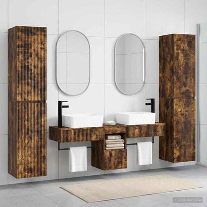 Bathroom Furniture Set 5 pcs Smoked Oak 33 x 34.5 x 160 cm
