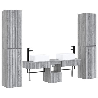 Bathroom Furniture Set 5 pcs Grey Sonoma 33 x 34.5 x 160 cm