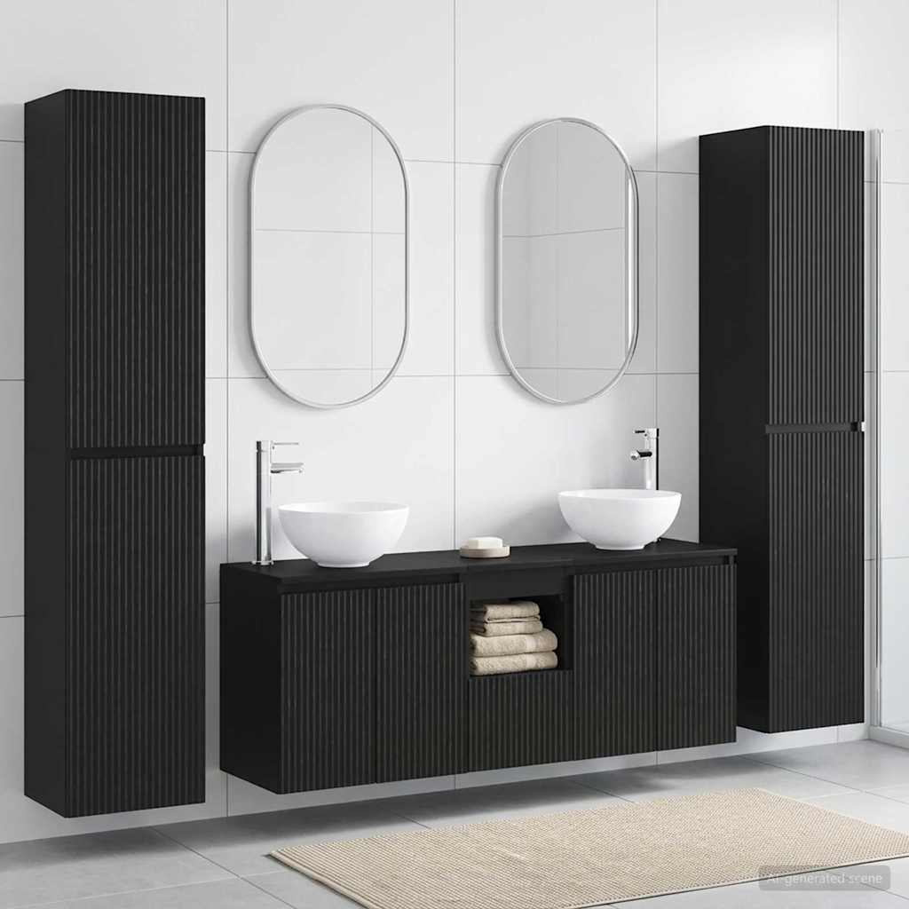 Bathroom Furniture Set 5 pcs Black 33 x 34.5 x 160 cm