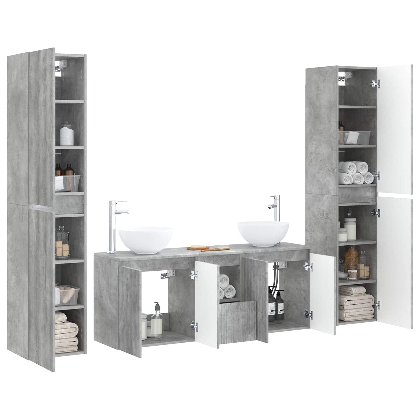 Bathroom Furniture Set 5 pcs Concrete Grey 33 x 34.5 x 160 cm