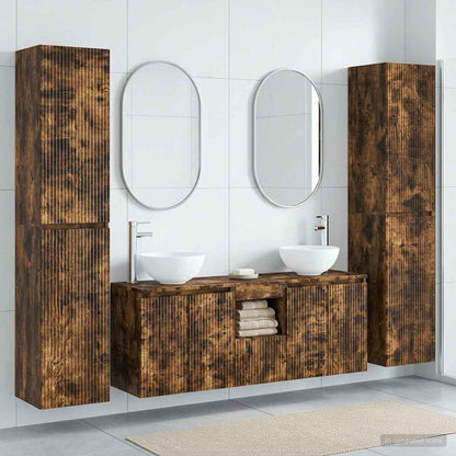 Bathroom Furniture Set 5 pcs Smoked Oak 33 x 34.5 x 160 cm