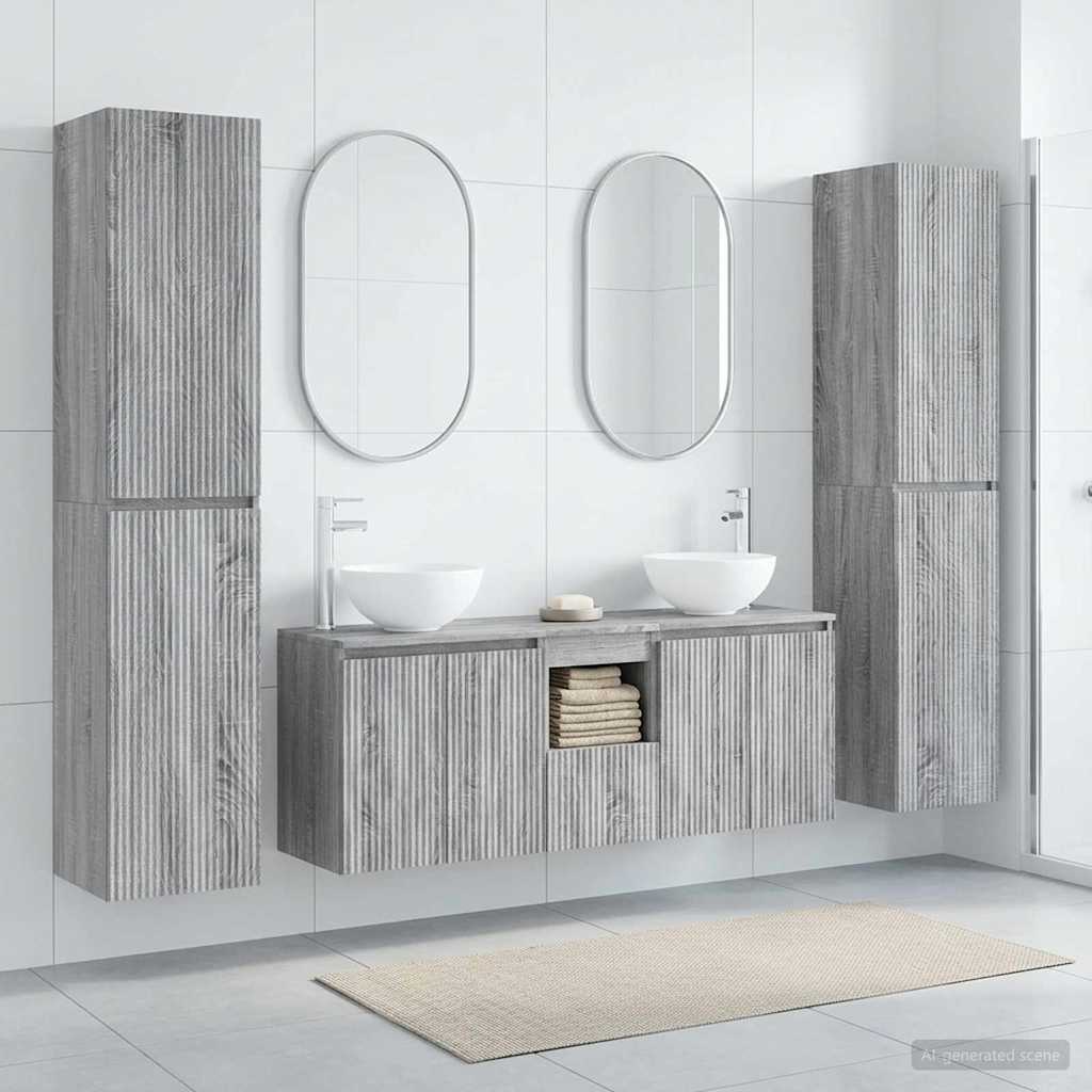 Bathroom Furniture Set 5 pcs Grey Sonoma 33 x 34.5 x 160 cm