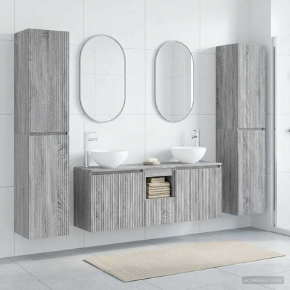 Bathroom Furniture Set 5 pcs Grey Sonoma 33 x 34.5 x 160 cm