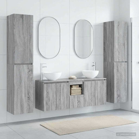Bathroom Furniture Set 5 pcs Grey Sonoma 33 x 34.5 x 160 cm