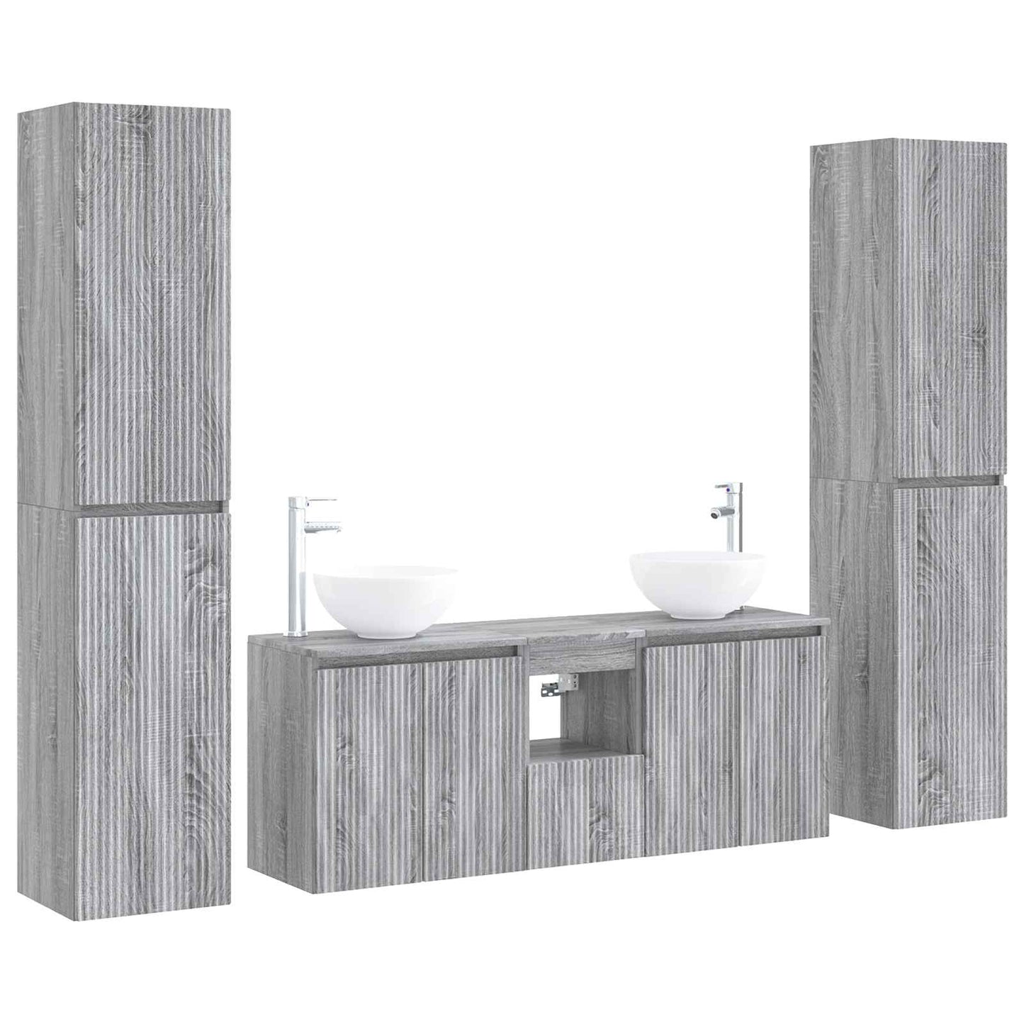Bathroom Furniture Set 5 pcs Grey Sonoma 33 x 34.5 x 160 cm