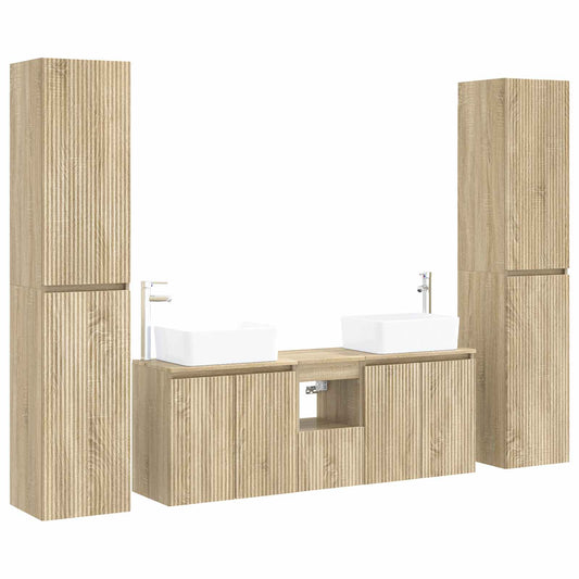 Bathroom Furniture Set 5 pcs Sonoma Oak 33 x 34.5 x 160 cm