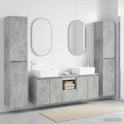 Bathroom Furniture Set 5 pcs Concrete Grey 33 x 34.5 x 160 cm