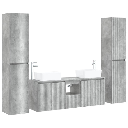 Bathroom Furniture Set 5 pcs Concrete Grey 33 x 34.5 x 160 cm