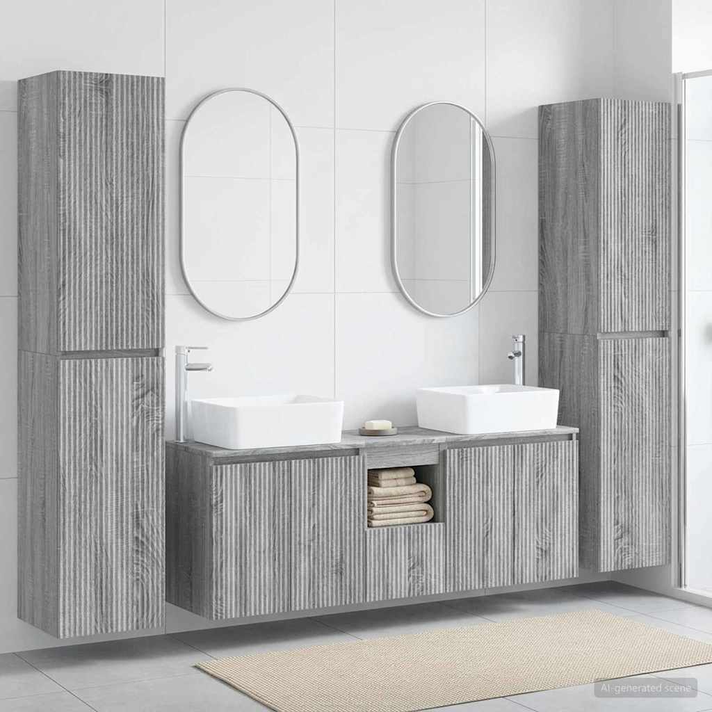 Bathroom Furniture Set 5 pcs Grey Sonoma 33 x 34.5 x 160 cm