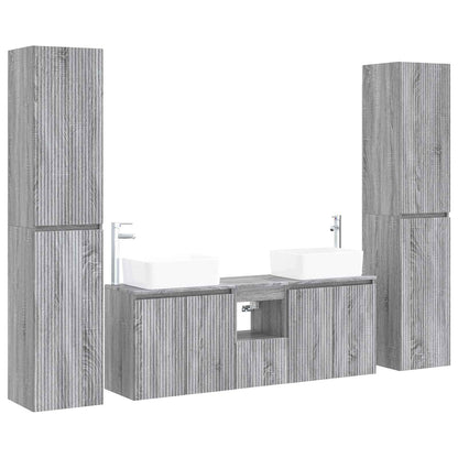 Bathroom Furniture Set 5 pcs Grey Sonoma 33 x 34.5 x 160 cm