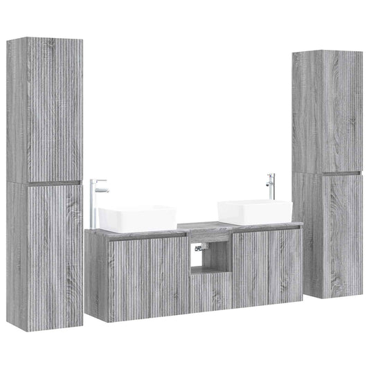 Bathroom Furniture Set 5 pcs Grey Sonoma 33 x 34.5 x 160 cm