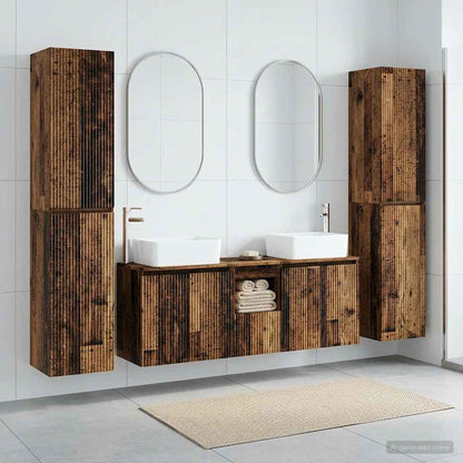 Bathroom Furniture Set 5 pcs Old Wood 33 x 34.5 x 160 cm