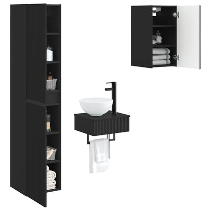 Bathroom Furniture Set 3 pcs Black 33 x 34.5 x 160 cm