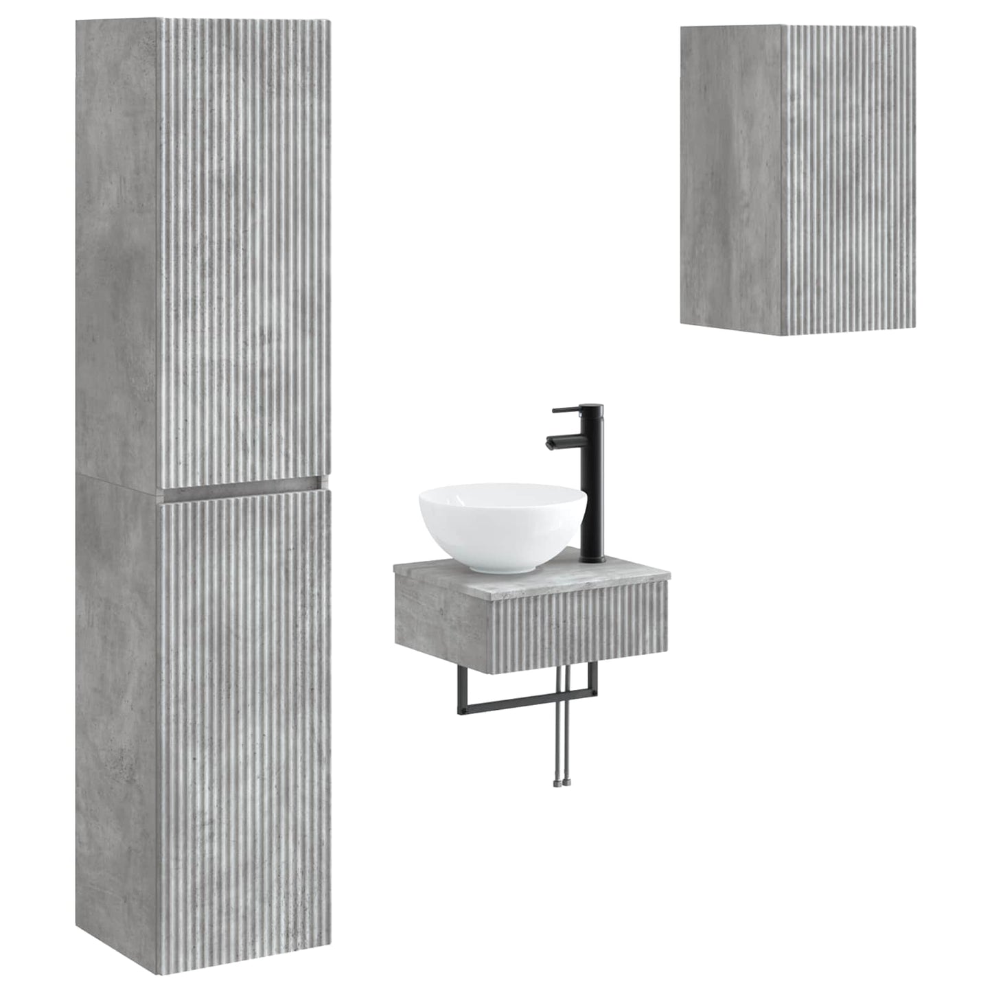 Bathroom Furniture Set 3 pcs Concrete Grey 33 x 34.5 x 160 cm