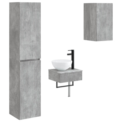 Bathroom Furniture Set 3 pcs Concrete Grey 33 x 34.5 x 160 cm
