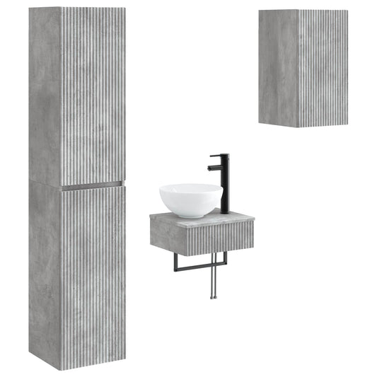 Bathroom Furniture Set 3 pcs Concrete Grey 33 x 34.5 x 160 cm