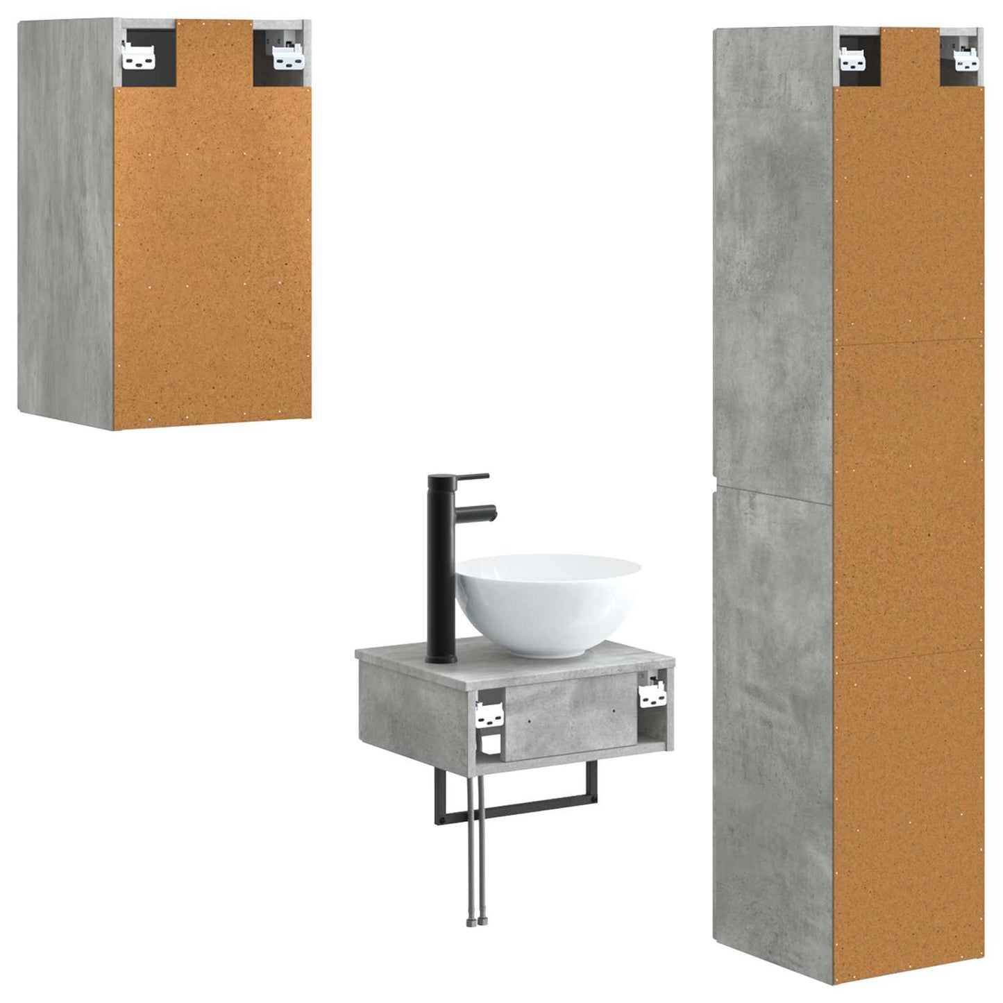 Bathroom Furniture Set 3 pcs Concrete Grey 33 x 34.5 x 160 cm