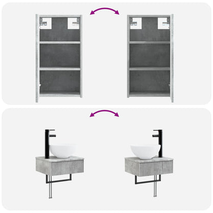 Bathroom Furniture Set 3 pcs Concrete Grey 33 x 34.5 x 160 cm