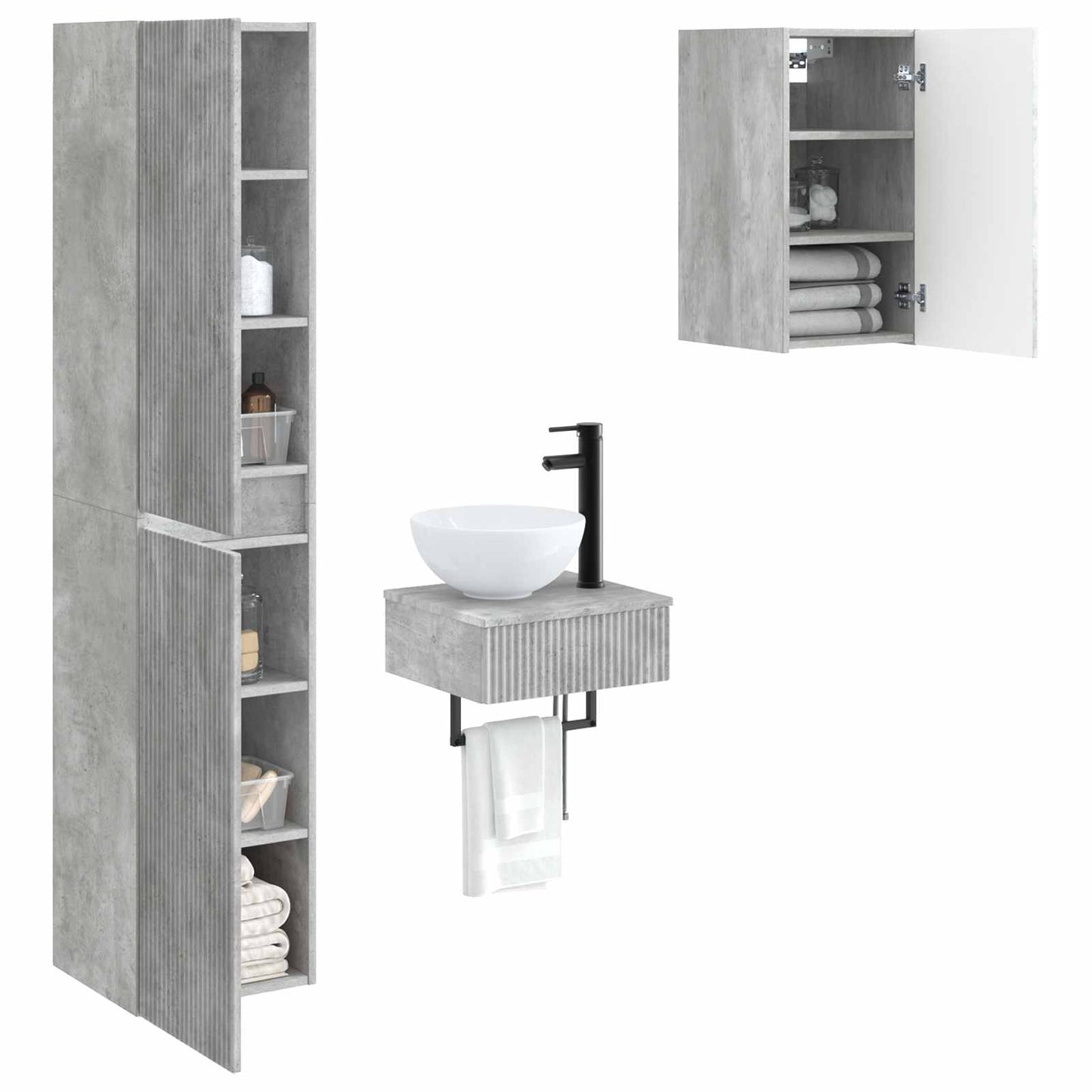 Bathroom Furniture Set 3 pcs Concrete Grey 33 x 34.5 x 160 cm