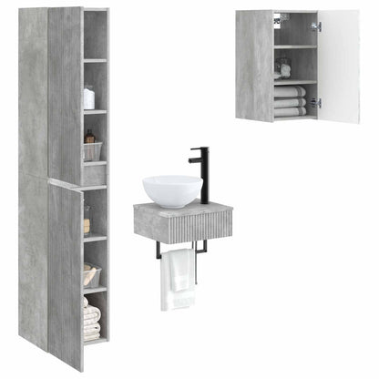 Bathroom Furniture Set 3 pcs Concrete Grey 33 x 34.5 x 160 cm