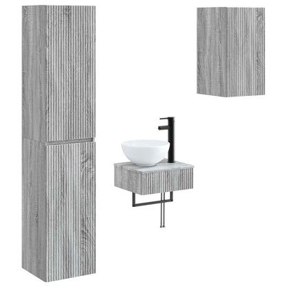 Bathroom Furniture Set 3 pcs Grey Sonoma 33 x 34.5 x 160 cm