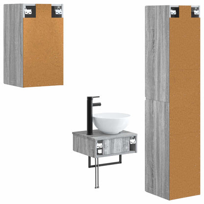 Bathroom Furniture Set 3 pcs Grey Sonoma 33 x 34.5 x 160 cm