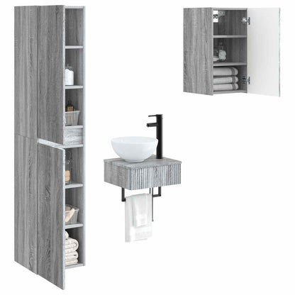 Bathroom Furniture Set 3 pcs Grey Sonoma 33 x 34.5 x 160 cm