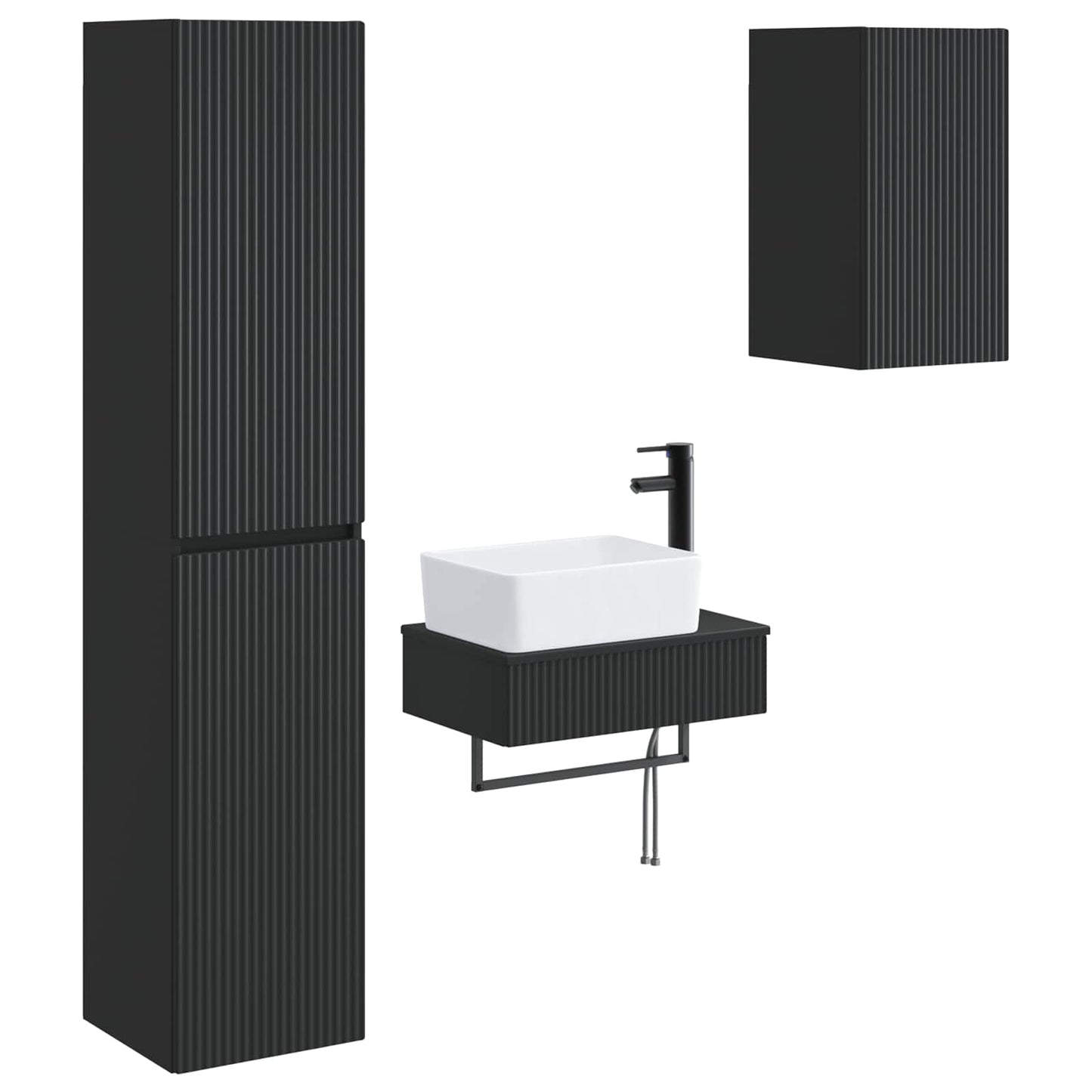 Bathroom Furniture Set 3 pcs Black 33 x 34.5 x 160 cm