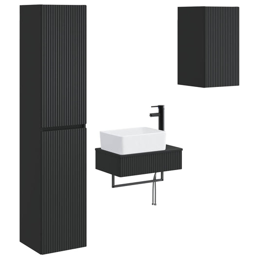 Bathroom Furniture Set 3 pcs Black 33 x 34.5 x 160 cm