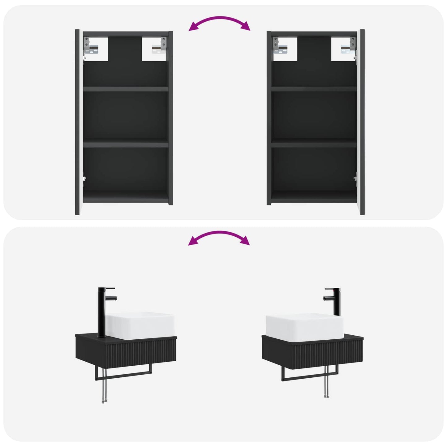 Bathroom Furniture Set 3 pcs Black 33 x 34.5 x 160 cm