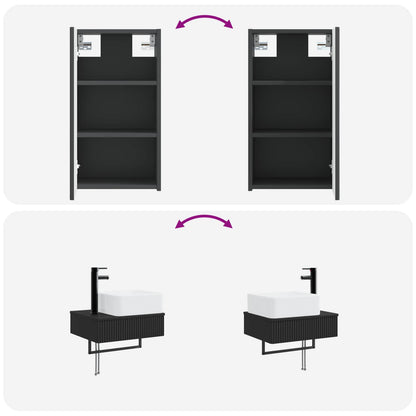 Bathroom Furniture Set 3 pcs Black 33 x 34.5 x 160 cm