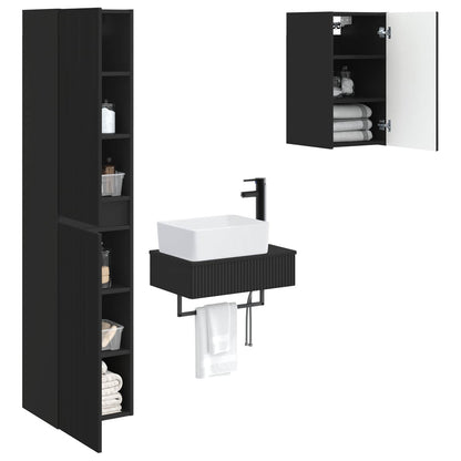 Bathroom Furniture Set 3 pcs Black 33 x 34.5 x 160 cm