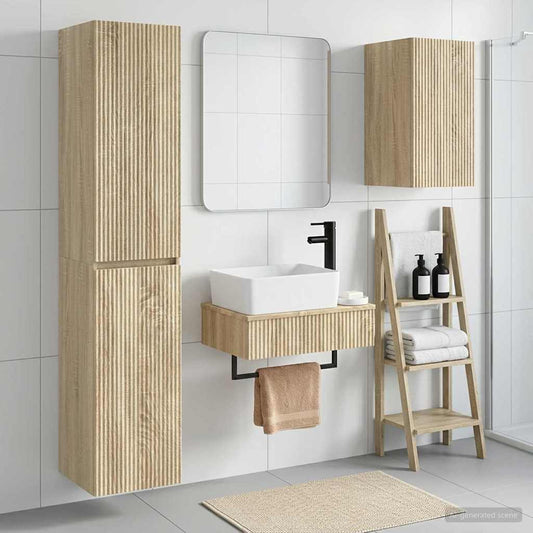 Bathroom Furniture Set 3 pcs Sonoma Oak 33 x 34.5 x 160 cm