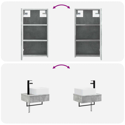 Bathroom Furniture Set 3 pcs Concrete Grey 33 x 34.5 x 160 cm