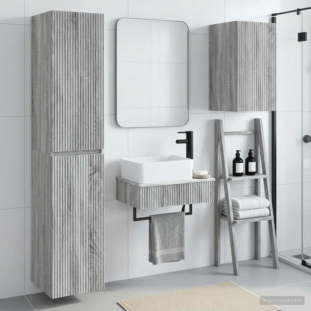 Bathroom Furniture Set 3 pcs Grey Sonoma 33 x 34.5 x 160 cm